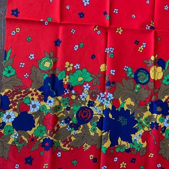 Vintage Floral Vibrant Flower Power Border Cranston Schwartz Liebman Red Blue - Picture 6 of 15